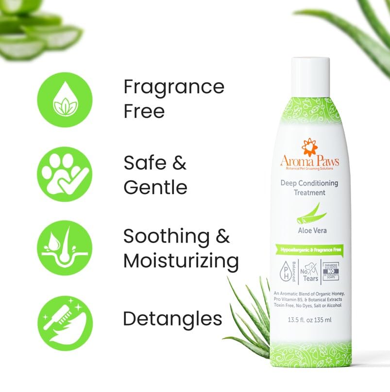 Aroma Paws Deep Conditioning Treatment for Dogs - Detangling Conditioner for Long Coat and Undercoat - Hydrating Conditioner with Aloe Vera Extract, Avocado, and Coconut Oils - Fragrance-Free