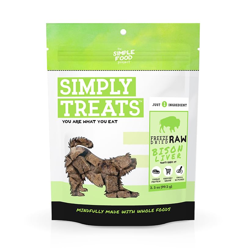 The Simple Food Project Freeze Dried Raw Dog Treats Grain Free, All Natural, with Just 1 Ingredient Bison Liver for Dogs Use As Training Treats for Puppies, Small, Medium, Or Large Dogs