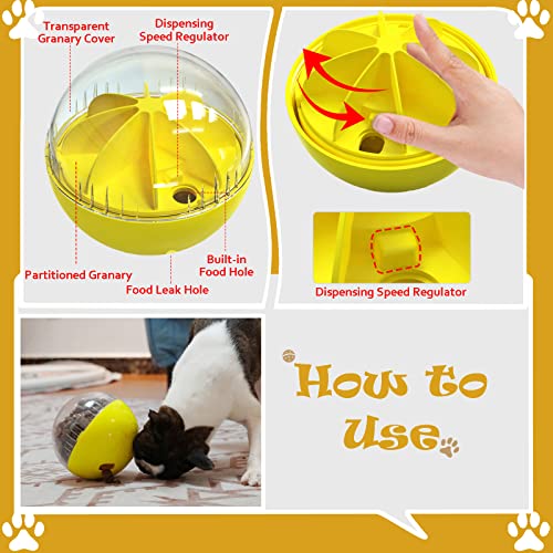Kubatis Dog Toys - Interactive Puzzle Feeder Balls for Large Dogs, Funny Squeaky Toys for Chewers (Yellow)