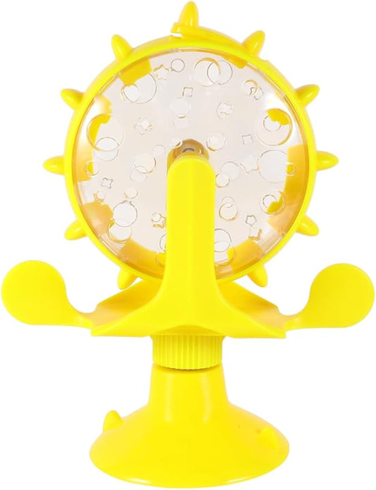 Cat Food Leakage Toy, Interactive Windmill Game Cat Puzzle Food Treat Dispensing Toy with Suction Cup for Kitten Puppy Slow Feeder Snacks