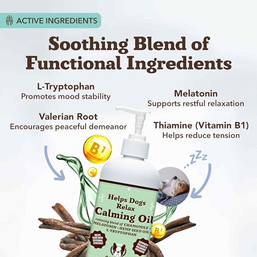 Natural Dog Company Calming Oil, 16 oz Bottle, Helps Manage Normal Stress, Promotes Relaxation, Supports Balanced Behavior, Melatonin for Dogs, May Reduce Hyperactivity, for Dogs of All Ages & Sizes