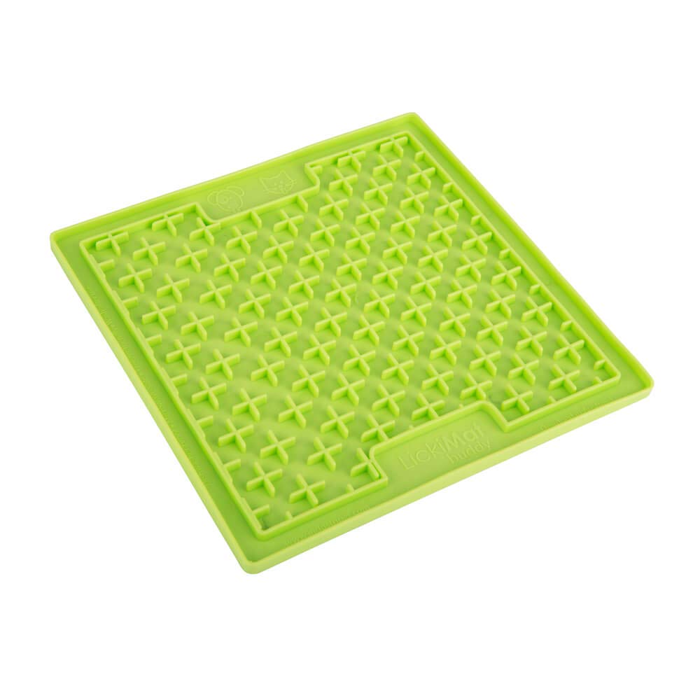 Lickimat Slow Feeder for Dogs, Boredom & Anxiety Reducer; for Food, Treats, Yogurt, or Peanut Butter. Fun Alternative to a Slow Feed Dog Bowl, 2-Pack Classic Dog Buddy & Soother, Green