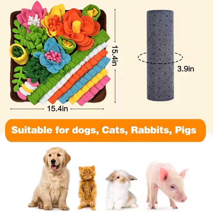 Snuffle Mat for Dogs with Slow Feeder Bowl (Bundle) – Interactive Toy for Anxiety Relief & Mental Stimulation – Durable, Washable Mat for Small, Medium & Large Dogs – Feeding Puzzle Toy for Boredom