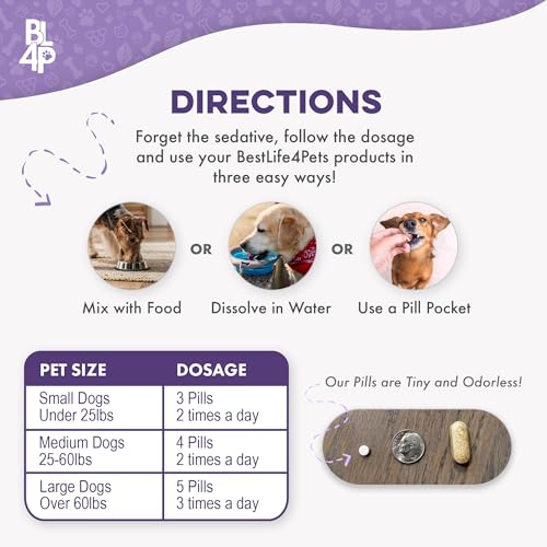 Peaceful Paws Dog Aggression & Noise Phobia Relief, Anxiety Relief for Dogs, Dog Calming Remedy for Biting, Barking, Chasing, Attacking, and Other Canine Behavior Issues, 400 Non-Drowsy, Small Pills