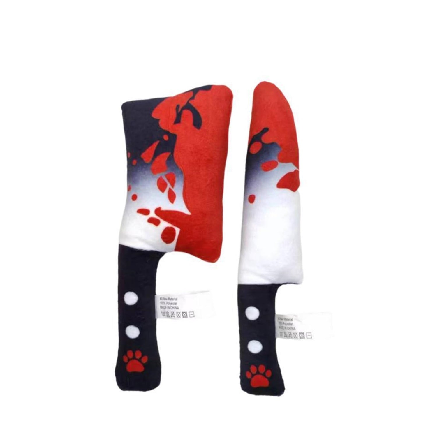 2-Pack Halloween Squeaky Dog Toy Set - Plush Knife and Cleaver Design, Interactive Sound Toys for Dogs, Perfect for Halloween Play and Chewing Fun