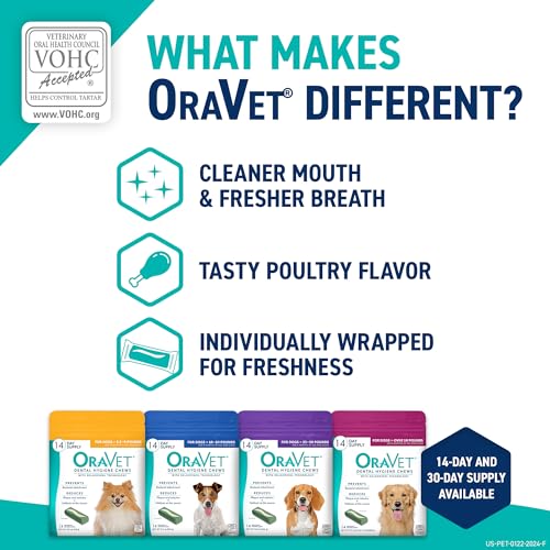 OraVet Dental Hygiene Chews for Small Dogs, Oral Care with Delmopinol, Vanilla Flavor, 14 Count