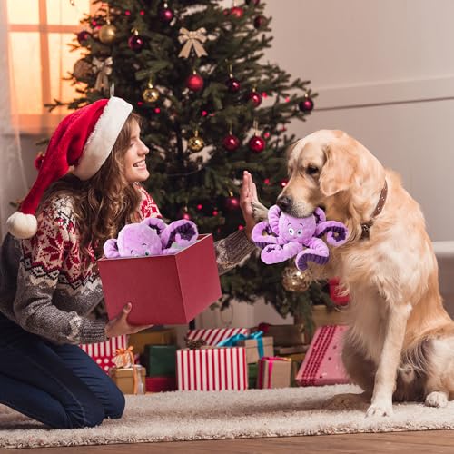 Dog Toys for Large Breed, Octopus Squeaky Funny Cute Interactive Medium & Small Dog Toys, Stuffed Plush Animals Puppy Toys, Dog Birthday for Dog Presents - Octopus