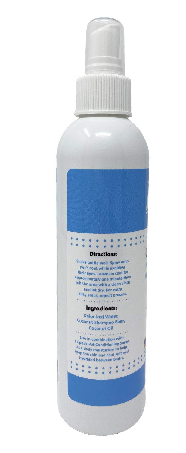 Speak Pet Products Natural Waterless Bath Spray, for Dogs, Hypoallergenic Unscented, 8oz