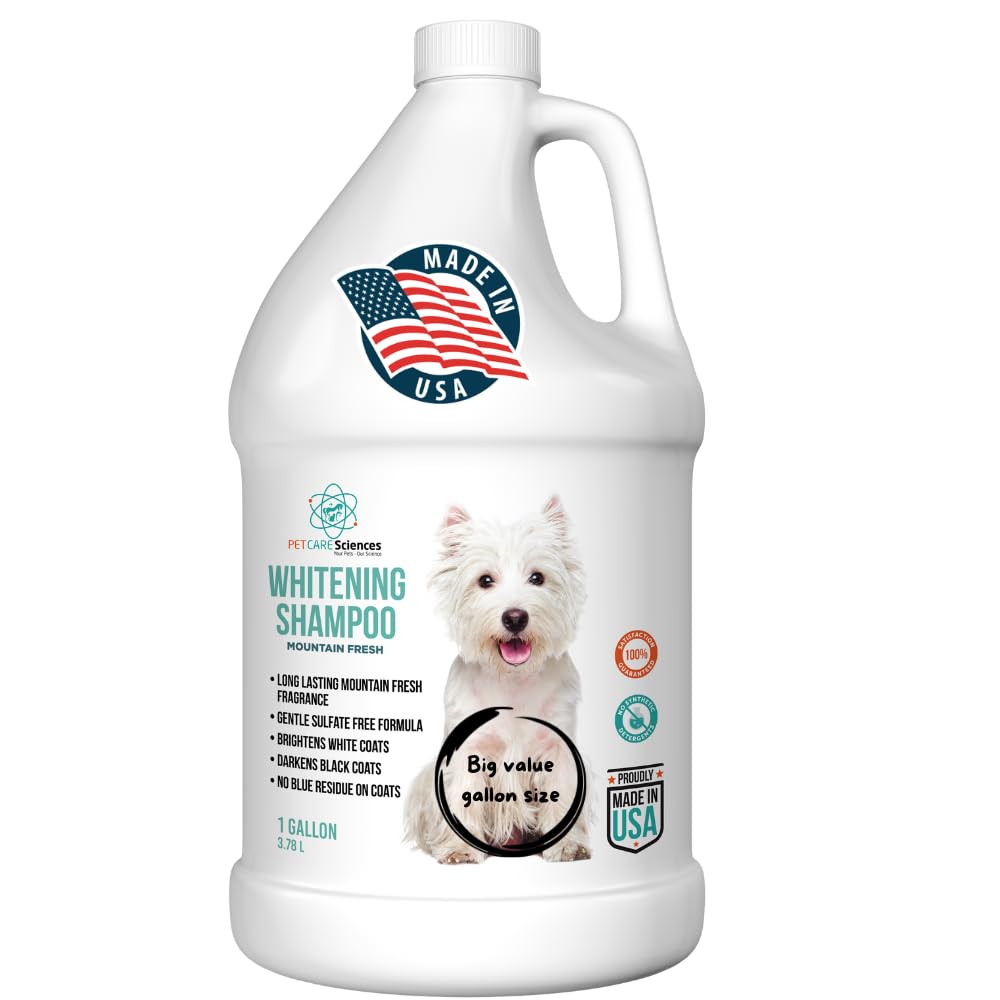 PET CARE Sciences 1 Gallon Dog Whitening Shampoo - Dog Shampoo for White Dogs - Puppy Shampoo for White Coats - Hair and Fur Whitener for Dogs - Made in The USA