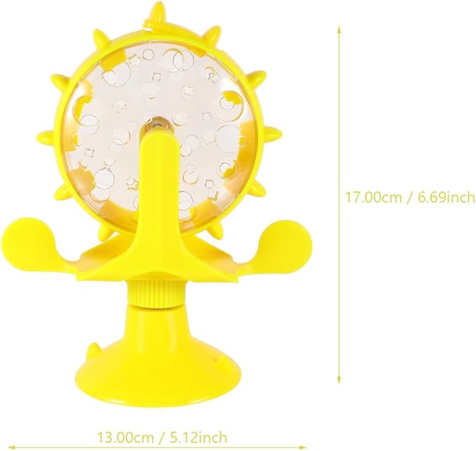 Cat Food Leakage Toy, Interactive Windmill Game Cat Puzzle Food Treat Dispensing Toy with Suction Cup for Kitten Puppy Slow Feeder Snacks