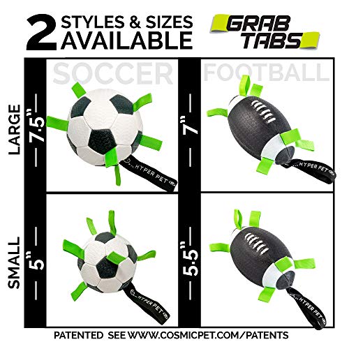 Hyper Pet The Original Grab Tabs Dog Soccer Ball with Straps (5")-Indoor or Outdoor, Interactive Durable Fetch Ball with Tug Toy for All Dog Breeds