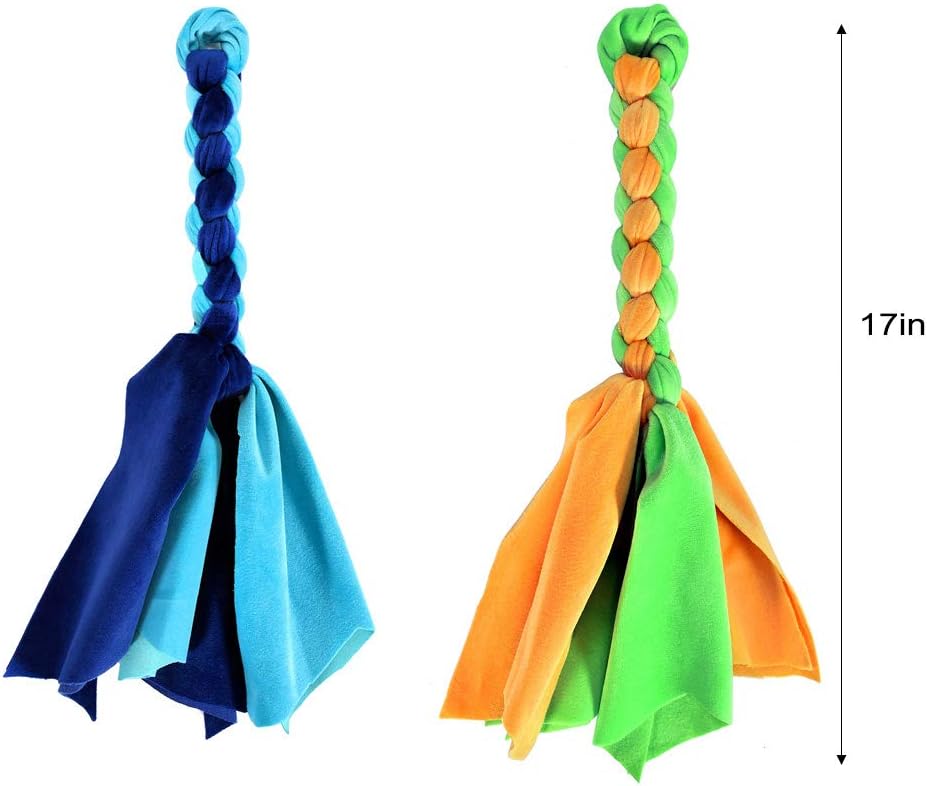 AMYESE Interactive Dog Toys - Extendable Flirt Pole with 2pcs Fleece Lure Tugs for Dog Outdoor Entertainment, Train and Exercise, New Blue