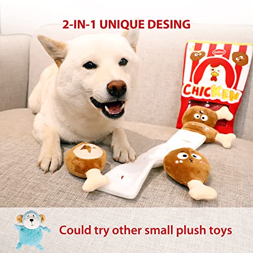 Gigwi Interactive Squeaky Dog Toys, Hide and Seek Dog Toys for Boredom and Stimulating, Funny Crinkle Dog Toy Set Bucket, 2-in-1 Dog Puzzle Toys for All Breeds of Dogs IQ Training