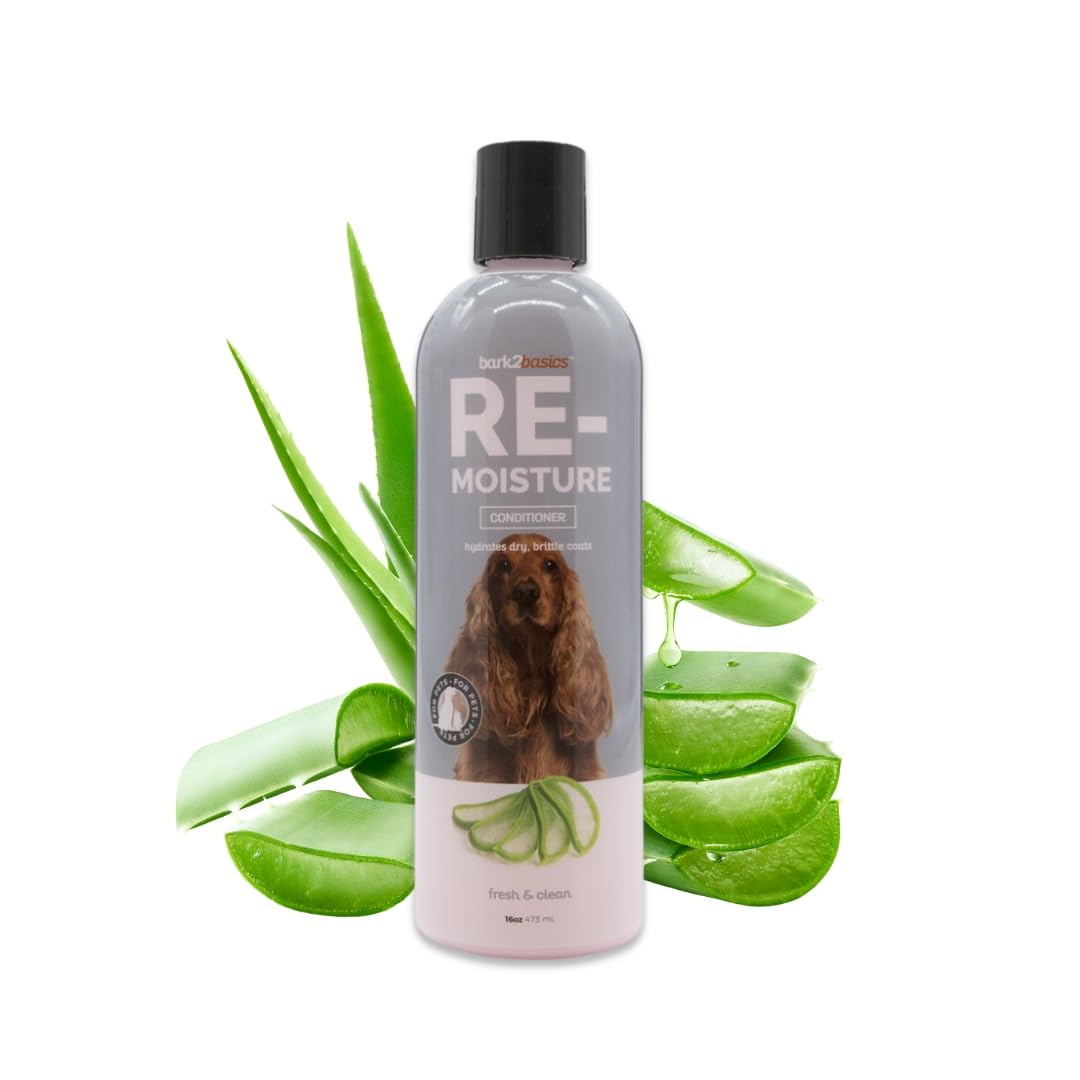 Bark2Basics Re-Moisture Dog Conditioner, 16 oz - Aloe Vera Infused, Adds Moisture, Hydrates Dry Itchy Skin, Sensitive Skin or Allergies, Professional, Aids in DeShedding