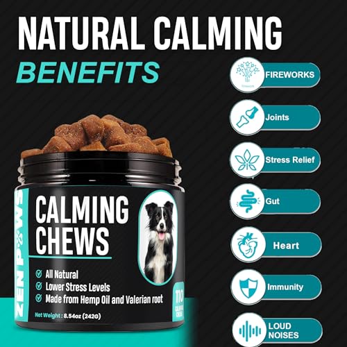 Zenpaws Hemp Calming Chews for Dogs - Supplement Treats for Anxiety Relief, Stress, Storms, Barking, Separation - Sleep Aid - All Breeds & Sizes