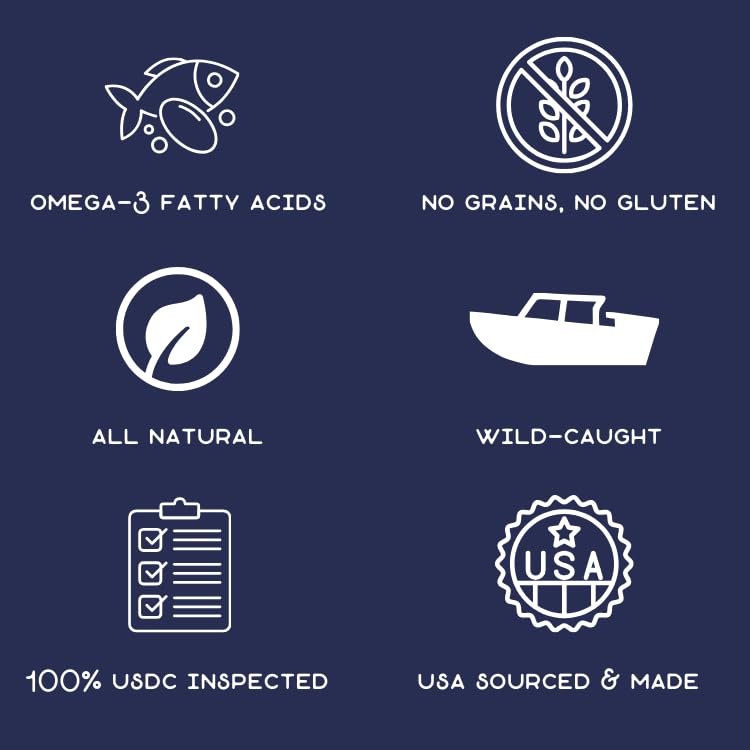 Freeze-Dried Salmon Dog Treats, Single-Ingredient, Wild-Caught Skin On Salmon, High-Protein, Grain & Gluten Free, Healthy Snack for Dogs, Made in USA, Great for Skin & Coat