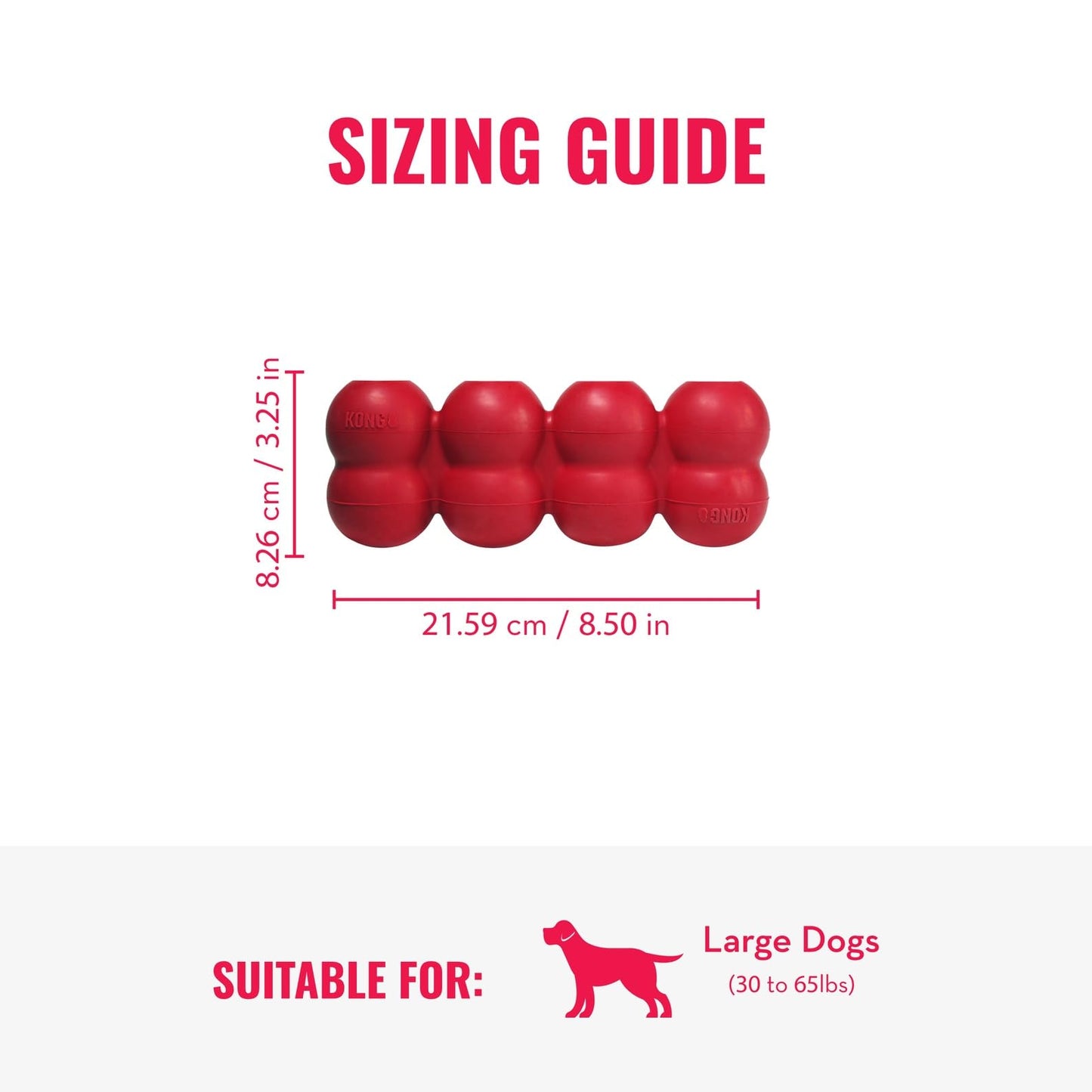 KONG Ring & Goodie Ribbon - Durable Rubber Treat-Dispensing Chew Toy for Dental Health - for Large Dogs