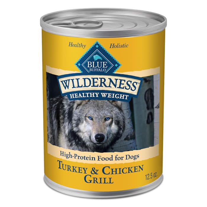 Blue Buffalo Wilderness Adult Wet Dog Food, Healthy Weight, High-Protein and Grain-Free, Turkey & Chicken Recipe, 12.5-oz. Can