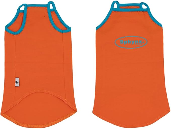 Sphynx Cat Shirt, Breathable Stretchy Cat Summer Vest, Soft Hairless Cats Shirt, Sleeveless Tanktop for Cats Only (Orange, L (5.5-8lbs))
