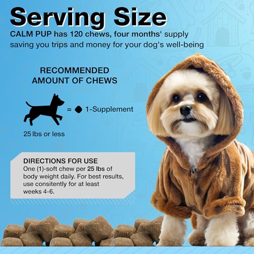 pawlife Calming Chews with Organic Hemp Oil| Dog Anxiety Relief & Travel Friendly| Glucosamine to Help with Join Support| 120 Soft Chews & up to 4-Month Supply