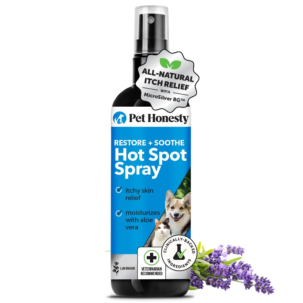 Restore + Soothe Hot Spots Spray for Dogs & Cats - Gentle on Sensitive Skin, Chlorhexidine Alternative Spray, Soothes Itching, Irritation with Aloe and Microsilver (Lavender) - 4oz