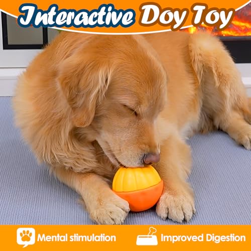 TRHEAVNIC Indestructible Dog Toy for Aggressive Chewers - Interactive Treat Puzzle Dispenser for Mental Stimulation - Freezable Chew-Proof Teething Toy for Small Medium Large Sizes