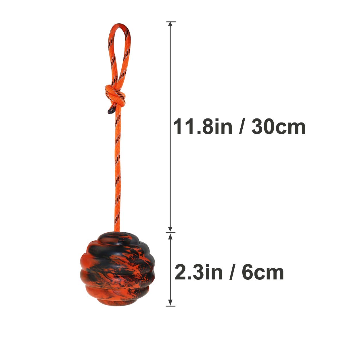 Nevperish K9 Training Ball with Rope Exercise and Reward Toy for Dogs - Indestructible Dog Toy Ball with Handle for Training Pull Throw Tug Fetch Belgian Malinois Gifts (Orange)