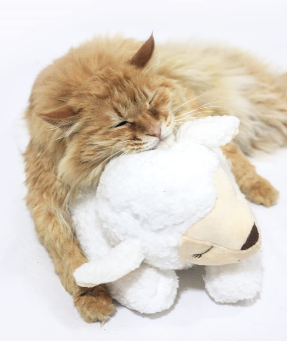 HonourHope Dog Heartbeat Toy for Anxiety Relief, Soft Plush Pet Calming Aid - Sheep