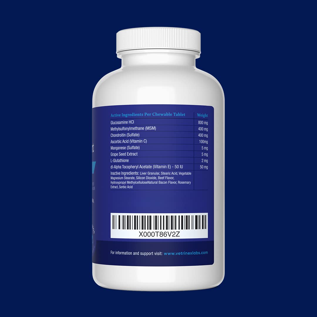 Vetrinex Labs Joint Support Supplement for Large Dogs - Hip and Joint Chewable Tablets for Small, Medium & Large Breed Dogs with Glucosamine, Chondroitin, and MSM, Beef Flavor, 120 Tablets