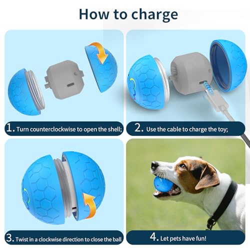 Smart Interactive Dog Toys Ball, Auto Bouncing Rotating Ball, Moving Pet Toys for Small Dogs Under 20 lbs - 2.2 Inch Puppy Toy for Indoor/Outdoor Play, USB Rechargeable, Fun Gift for Boredom, Blue