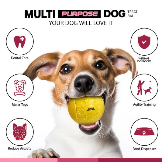 Interactive Dog Treat Ball, 2-Pack Durable Chew Balls for Puppies and Dogs Enrichment Toys for Large Dogs & Small Dogs, Durable Balls for Teeth Cleaning/IQ Training/Chewing