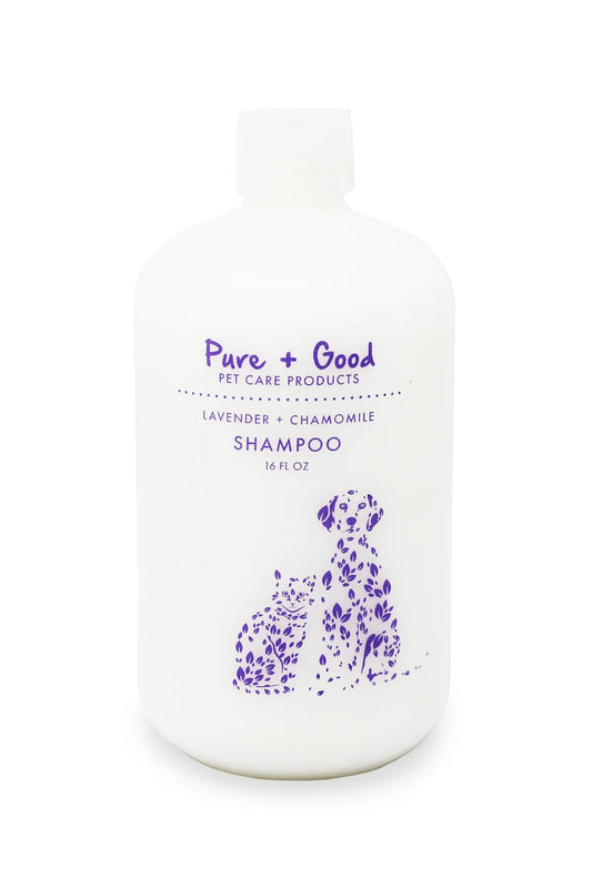 Pure + Good - Lavender + Chamomile Shampoo, Soothing Lavender and Herbaceous Chamomile, Formulated for All Pets, Gentle and Cleansing, Made in The USA, Cruelty Free, 16 fl oz