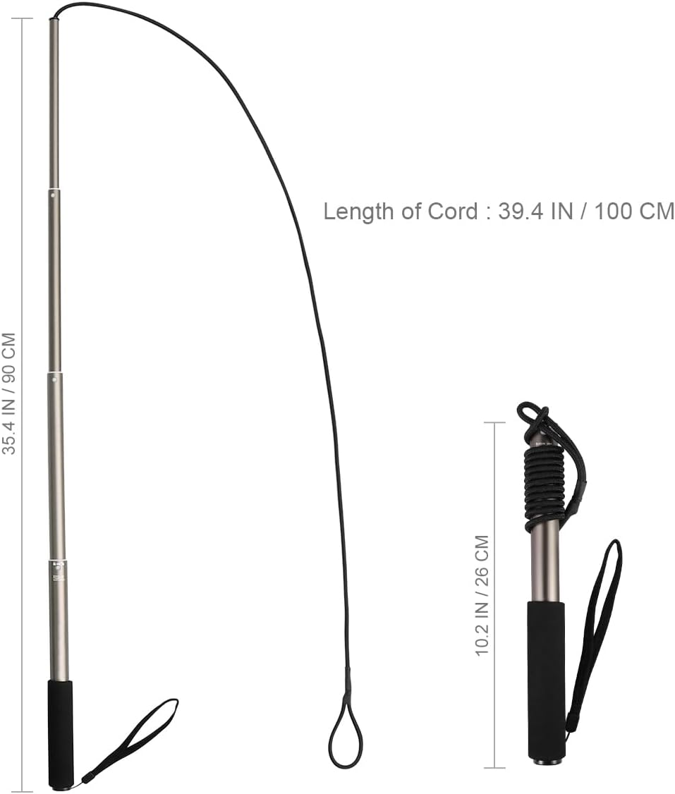 POPETPOP Flirt Pole for Dogs Interactive Dog Toys - Extendable Teaser Wand Outside Interactive Fun Toys with 2 Rope Chew Play Toys for Training Exercise (Size L)