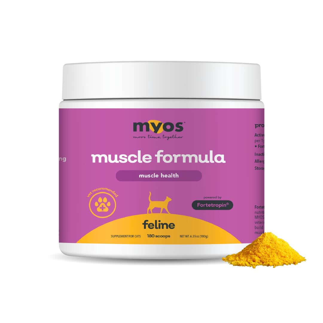 MYOS Feline Muscle Formula - Powered by Fortetropin for Senior Cats - Aids Weight Gain, Muscle Growth & Mobility Support - Natural, Cat Nutritional Supplement - 180 Servings