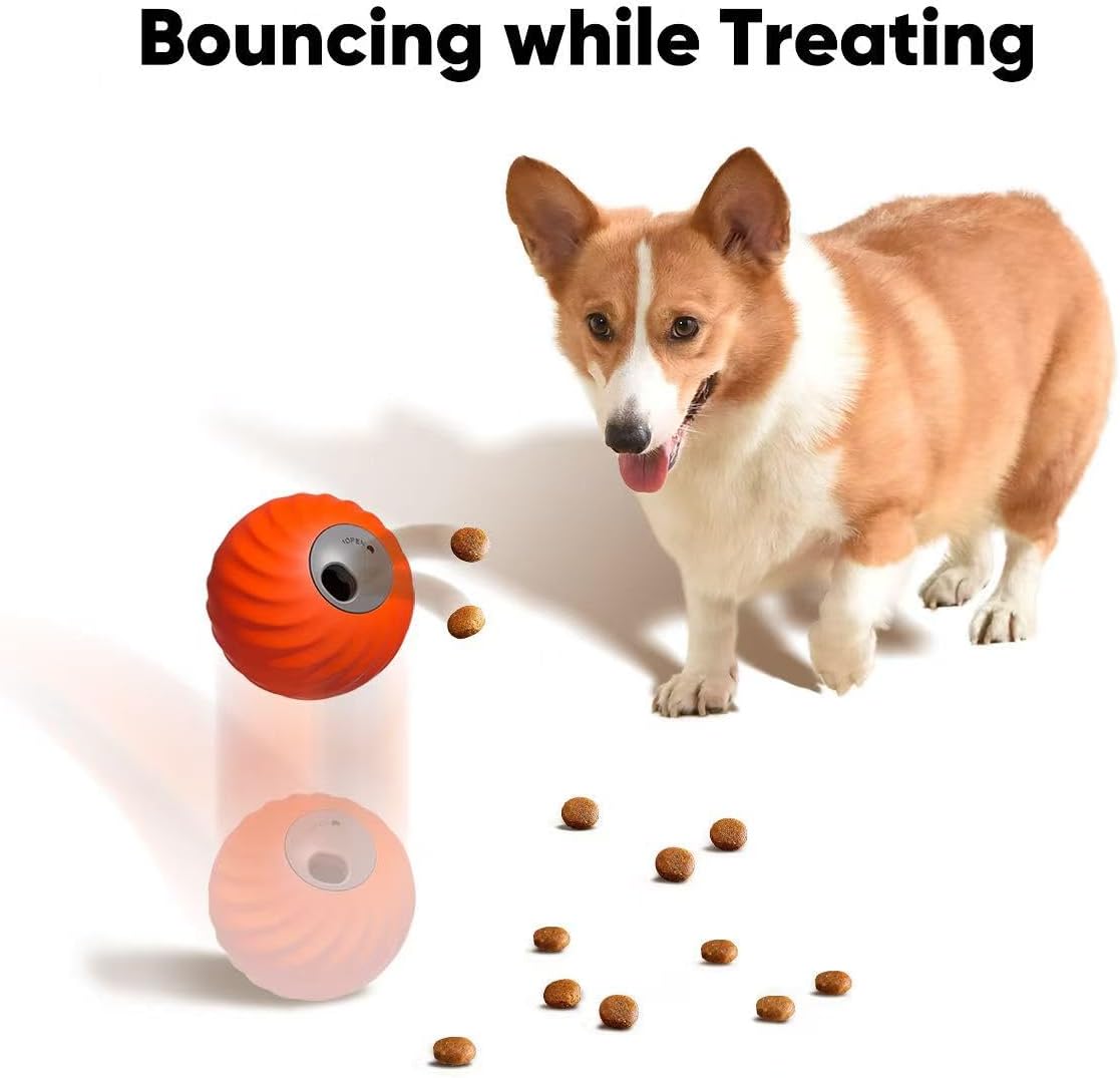 Yikuhot ﻿Interactive Dog Toys, 2025 Newly Upgraded Moving Dog Treat Toy, USB Rechargeable, Dog Toys to Keep Them Busy,Treat Ball for Teeth/Slow Feeder/IQ Training/Playing (Orange)