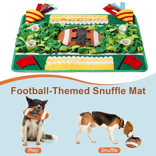 Snuffle Mat for Dogs Large Breed,28'' x 20'' Football-Themed Dog Sniffing Feeding Mat for Boredom&Smell Training and Slow Eating,Interactive Dog Puzzle Toys Encourages Foraging Skills (Medium)