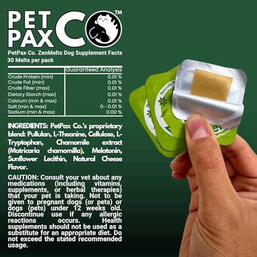 PetPax Co. ZenMelts Dogs Anxiety Relief Calming 5 Strips only - Anti Anxiety for Dogs During Fireworks, Storms & Separation - Non-Drowsy Tasty Dog 5 - Melt