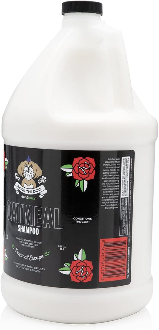 Bark2Basics Rock The Dog Oatmeal Dog Shampoo, 1 Gallon - Natural Colloidal Oatmeal, Natural, Calms Dry Itchy Irritated Skin, Moisturizes and Soothes The Skin and Coat, Professional Grade