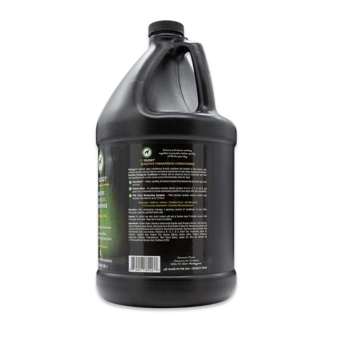 Sensitive Therapeutic Dog Conditioner, Gallon - Natural, Gentle, Sulfate-Free, Infused with Beta Glucan, Aloe, and Colloidal Oatmeal, Helps Relieve Itching and Irritation, Bulk Refill 128 oz