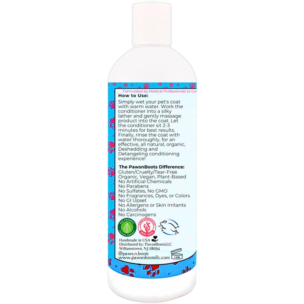 Deshedding Conditioner Omega Fatty Acids 3 6 9. Real Argan Oils All-Natural, Organic, & Non-Toxic to Pets Condition, Hydrate, & Nourish the Coat. Hypoallergenic, Tearless, Control Odor Made in USA Lemongrass