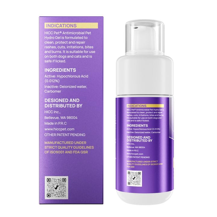HICC PET Dog Wound Care Hydro Gel, Heals Wounds, Soothes Inflammation, Prevents Infection, Treats Bites, Scratches & Skin Ulcers, Cat Wound Care Solution, Horses First Aid Kits, 3.4 Ounces