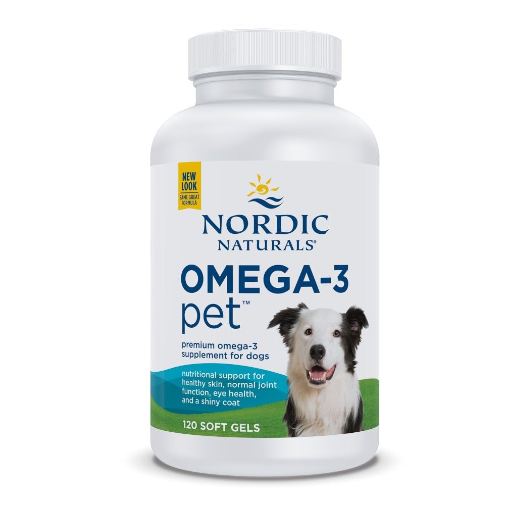 Nordic Naturals Omega-3 Pet, Unflavored - 120 Soft Gels - 330 mg Omega-3 Per Soft Gel - Fish Oil for Dogs with EPA & DHA - Promotes Heart, Skin, Coat, & Immune Health