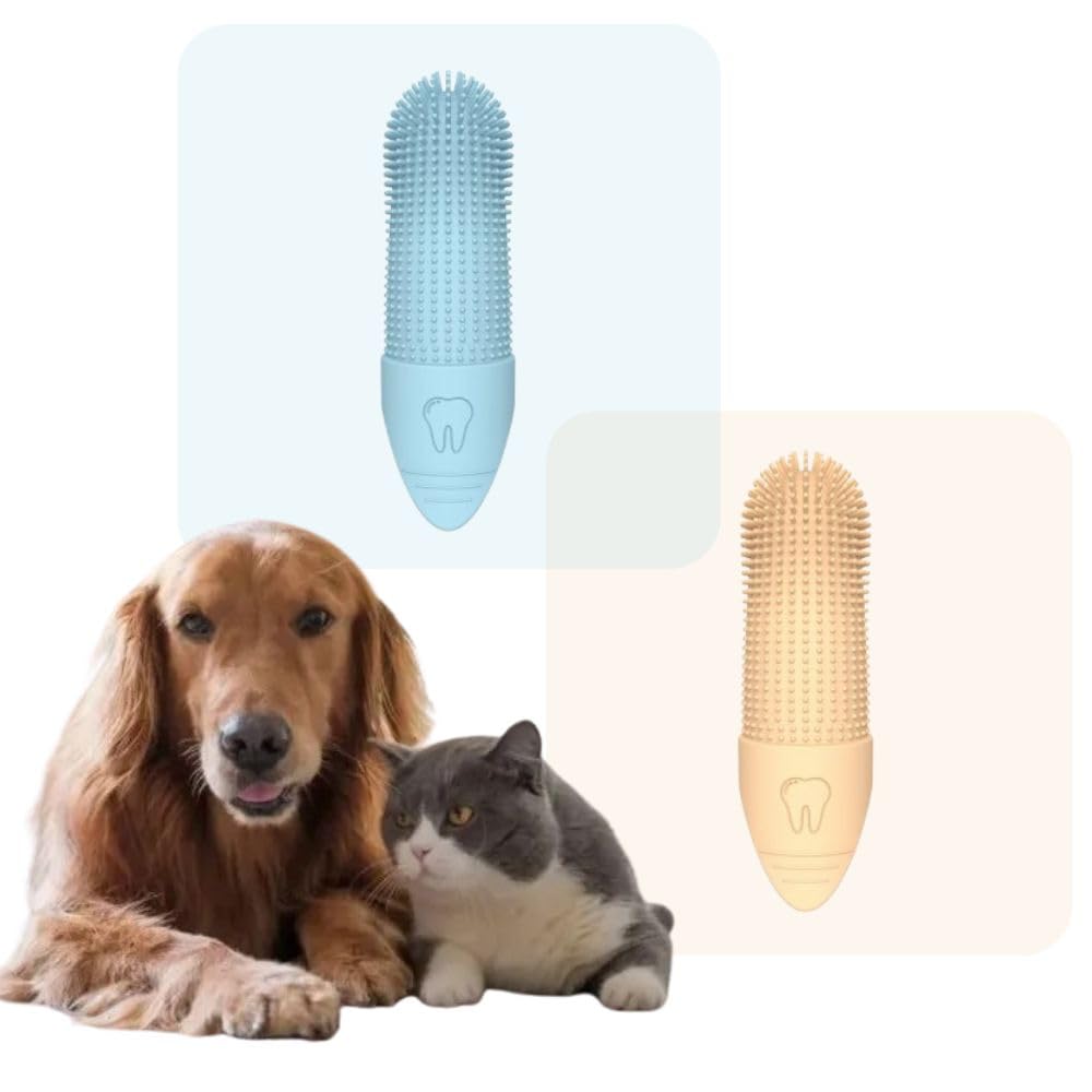 360° Pet Finger Toothbrush for Dogs & Cats, Soft Silicone Finger Toothbrush for Small Breeds, Puppy & Kitten Dental Care, BPA-Free, Gentle Cleaning, Travel-Friendly Design (2-Pack)