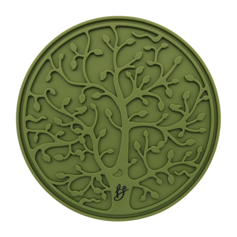 B The Boleo Shop Tree Design Lick Mat for Dogs and Cats, Slow Feeder, Anxiety Relief, Improve Grooming Session, Dog Toy to Keep Busy