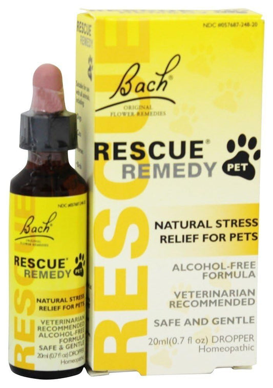 Bach Rescue Remedy PET Dropper 20mL, Natural Stress Relief, Calming for Dogs, Cats, & Other Pets, Homeopathic Flower Essence, Thunder, Fireworks & Travel, Separation, Sedative-Free