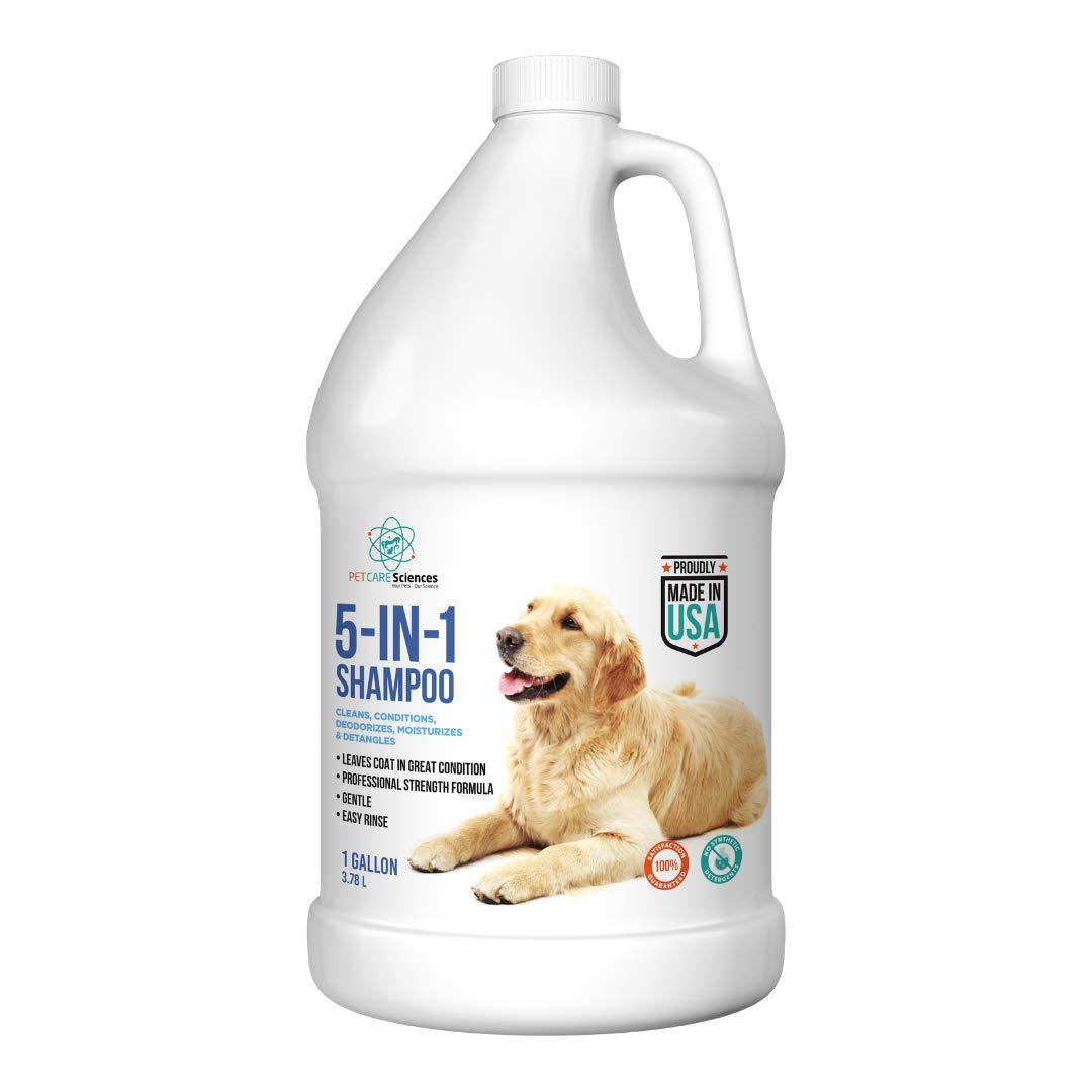 PET CARE Sciences Gallon Bottle 5 in 1 Dog Shampoo for Itchy Skin - Sensitive Skin Dog Shampoo for Smelly Dogs - Dog Shampoos & Conditioners - Made in The USA