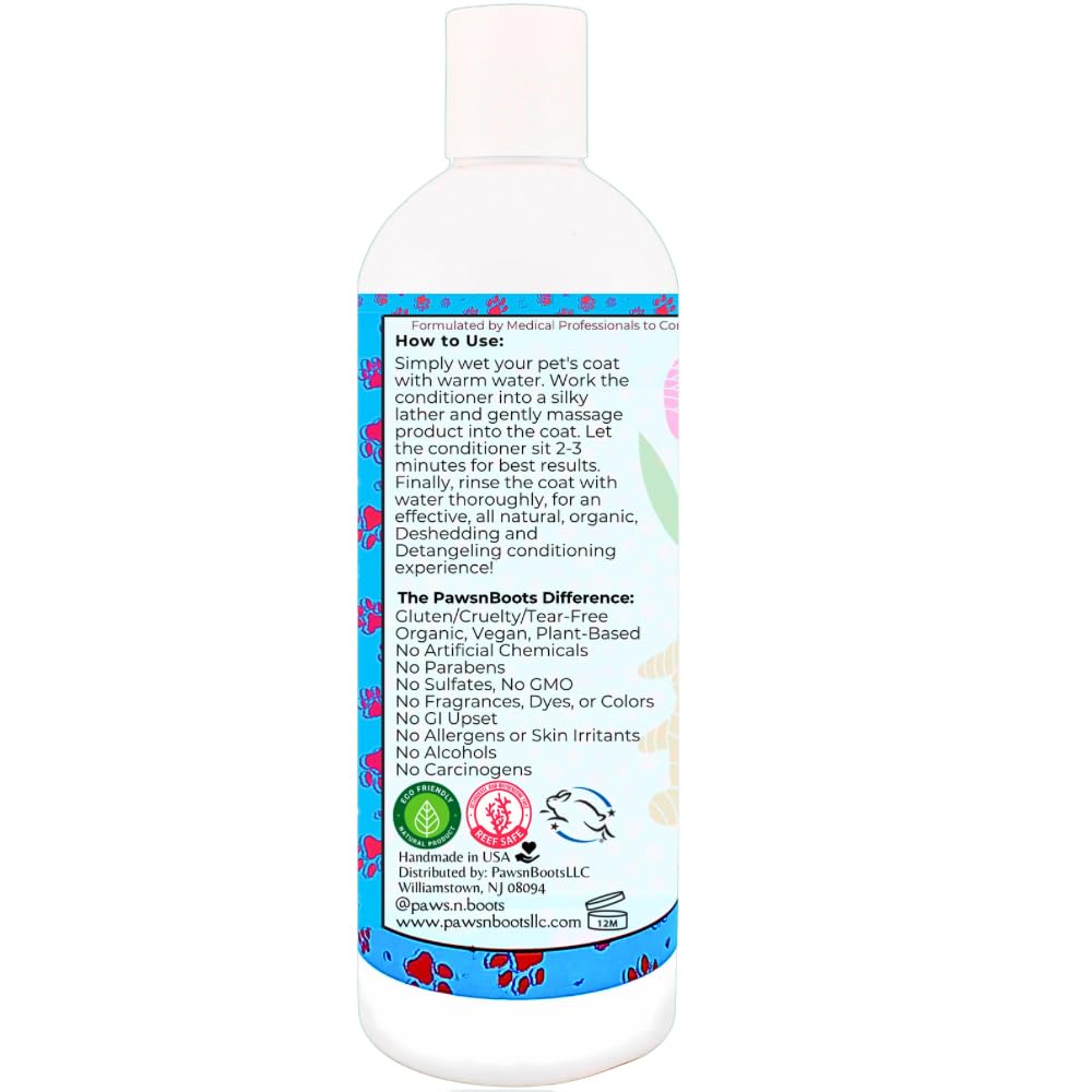Deshedding Conditioner Omega Fatty Acids 3 6 9. Real Argan Oils All-Natural, Organic, & Non-Toxic to Pets Condition, Hydrate, & Nourish the Coat. Hypoallergenic, Tearless, Control Odor Made in USA 16oz Ginger