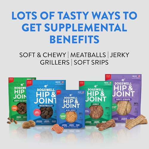 Dogswell Jerky Hip and Joint Dog Treats Grain Free Made in USA Only, Glucosamine and Chondroitin, 24 oz Chicken