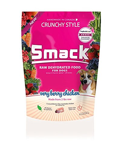 Smack Pet Food Organic Raw Dehydrated Dog Food Grain-Free, Gluten-Free, Raw Food for Dogs (Very Berry Chicken, 8.8 Ounce