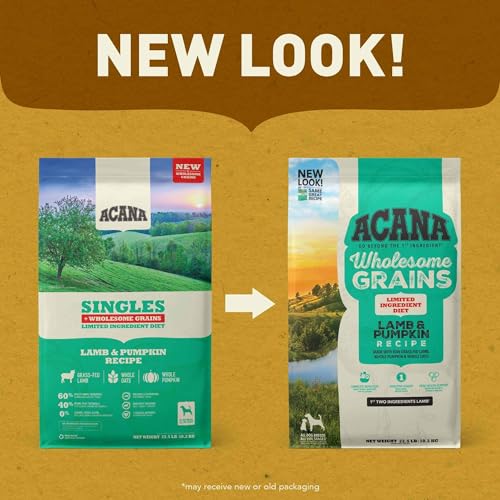 ACANA Wholesome Grains Dry Dog Food Limited Ingredient Lamb & Pumpkin Recipe 22.5lb Bag